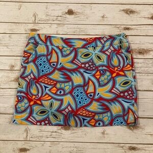 Loudmouth Abstract Blue Bird Print Skirt Skort Size 16